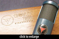 Naked Eye mic, monacle mount, embossed wooden case